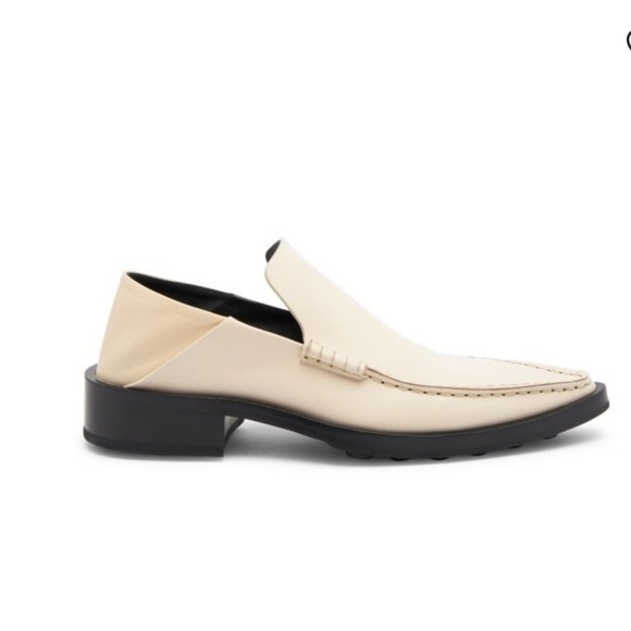 JIL SANDER Glossed Leather Cream Collapsible Heel Point Toe Loafers Sz 37 - Picture 4 of 14